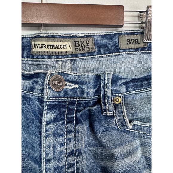 BKE Denim Tyler Straight Jeans Distressed Pocket Casual Faded Men’s Size 32R Y2K - Picture 3 of 5